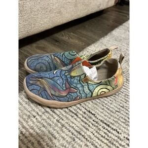 Uin Canvas Slip On Shoes Toledo Porpoise Dolphins Art Lightweight Women's Sz 10